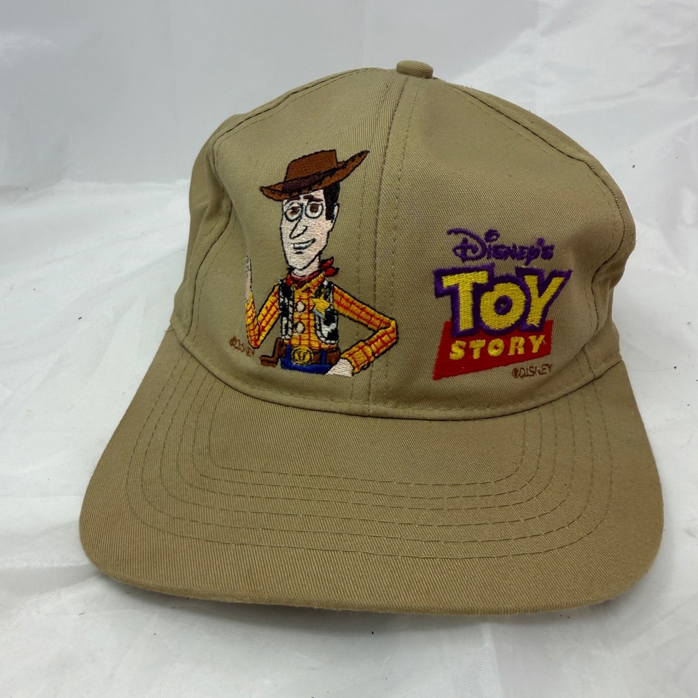 Vintage Disney Toy Story Woody Annco Snapback Hat Tan Khaki 90s Movie Promo Cap